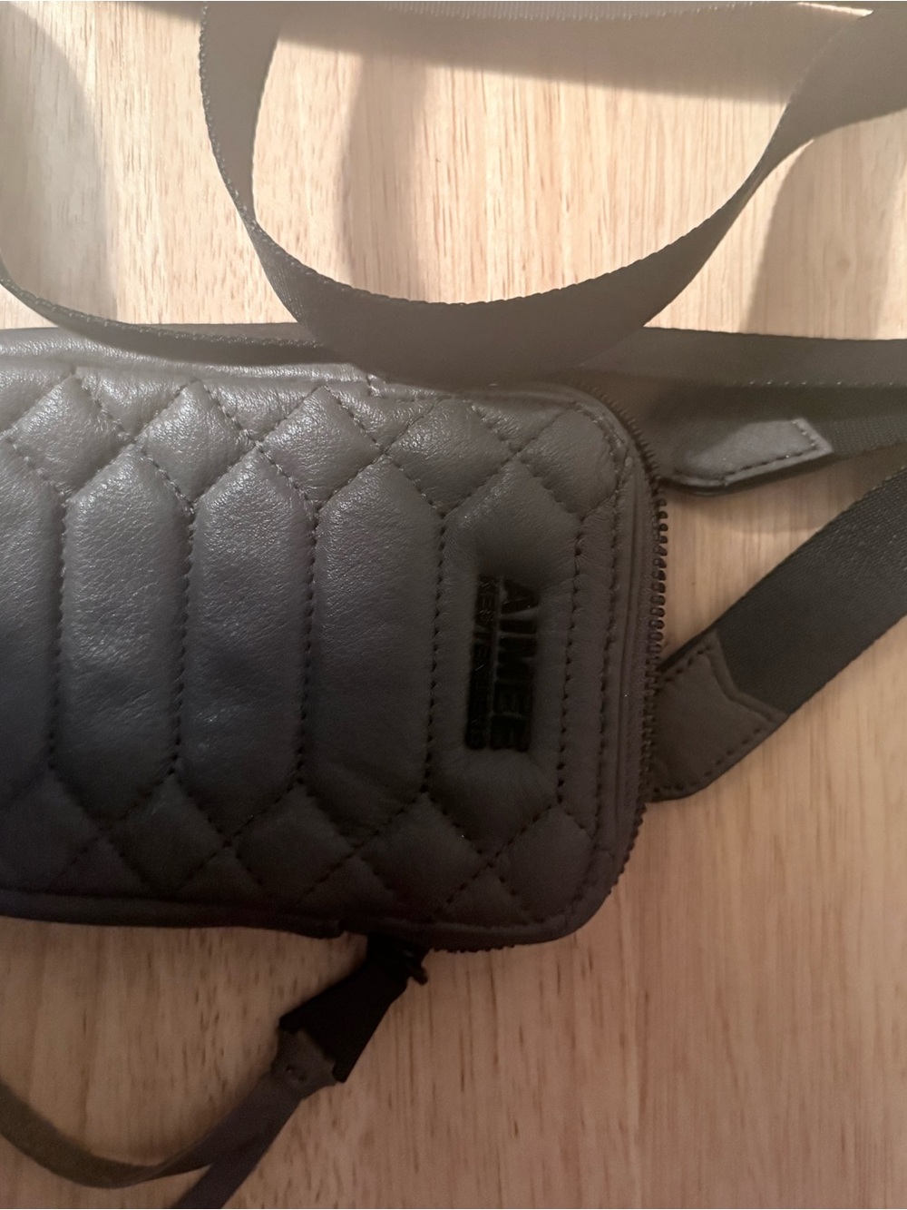 Quilted Leather Gray Crossbody Bag for Women